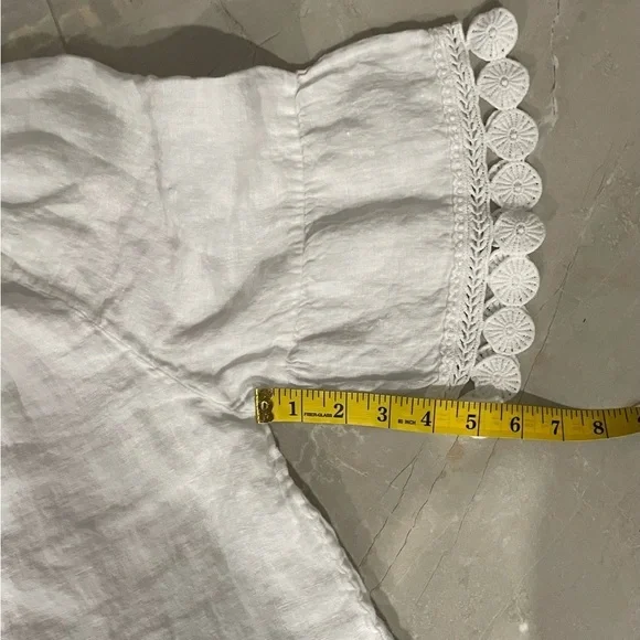 Terzo Millennio Women’s Top Medium White Off Shoulder Short Linen Short Sleeve - Picture 5 of 9